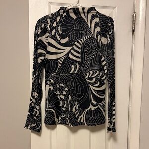 Ted Baker London Black and Cream Swirl Long Sleeve Top